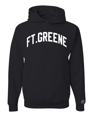 Black Ft. Greene Hoodie with White Reflective Letters