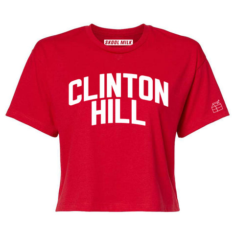 Red Clinton Hill Crop with White Reflective Letters