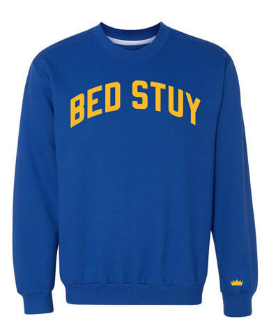 Blue Bed-Stuy Sweatshirt with Yellow Reflective Letters