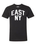 Black East New York Brooklyn T-shirt with White Reflective Letters