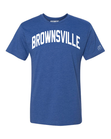 Blue Brownsville T-shirt with White Reflective Letters