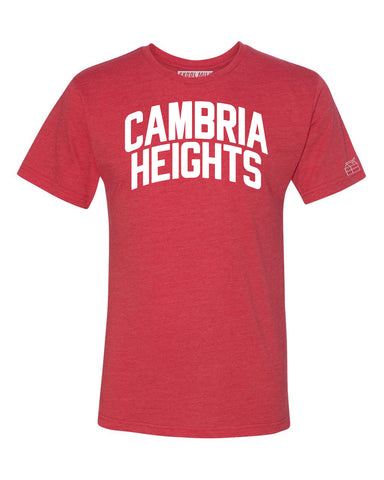 Red Cambria Heights T-shirt with White Reflective Letters