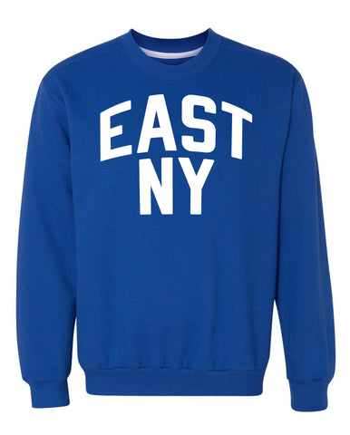 Blue East New York Sweatshirt with White Reflective Letters