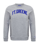 Grey Fort Greene Sweatshirt with Royal Blue Velvet Letters