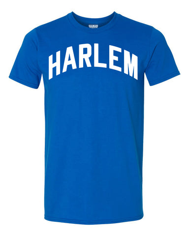 Blue Harlem T-shirt with White Reflective Letters