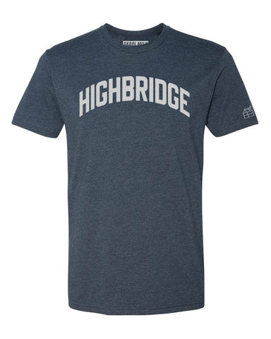 Navy Blue Highbridge T-Shirt with Silver Letters