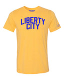 Yellow Liberty City Miami T-shirt w/ Blue Reflective Letters