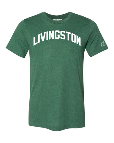 Green Livingston T-shirt with White Reflective Letters