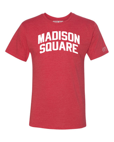 Red Madison Square T-shirt with White Reflective Letters