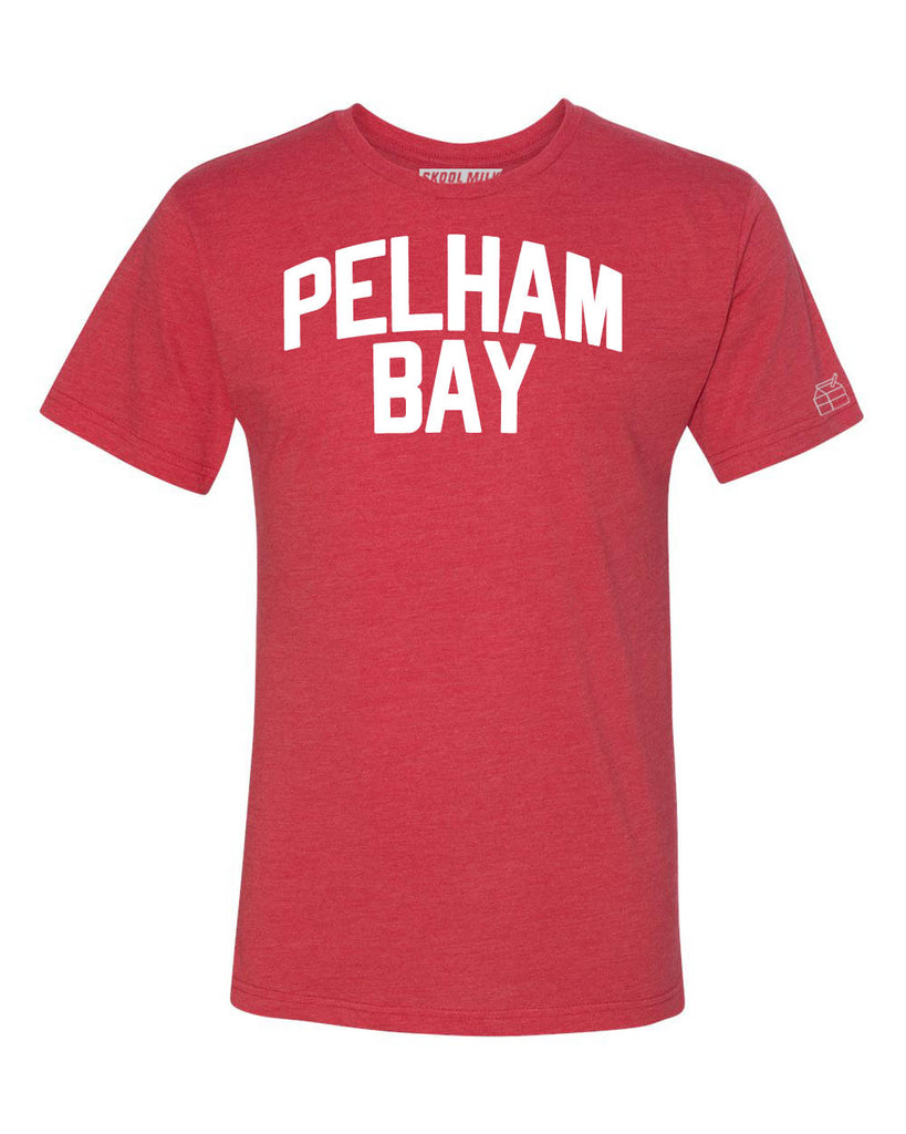 Red Pelham Bay T-shirt with White Reflective Letters