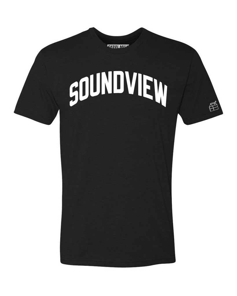 Black Soundview T-shirt with White Reflective Letters