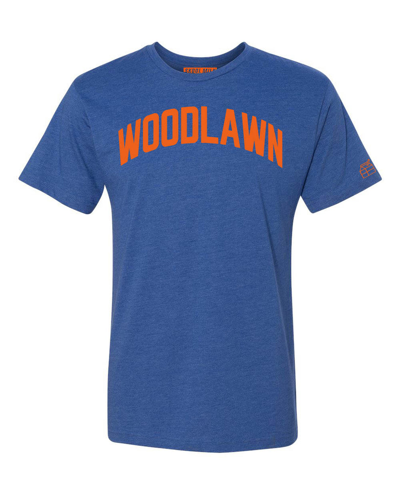 Blue Woodlawn T-shirt with Knicks Orange Letters