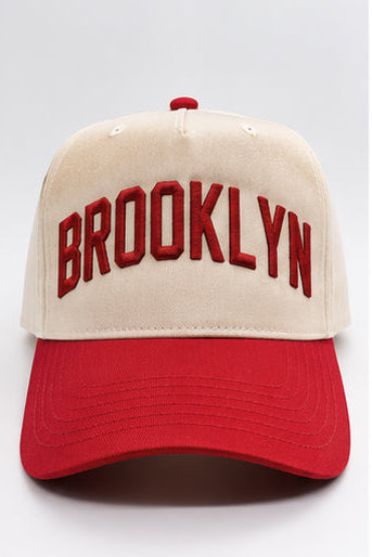 Natural and Red Brooklyn Five Panel Hat