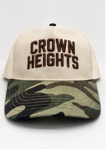 Natural and Camo Crown Heights Five Panel Hat