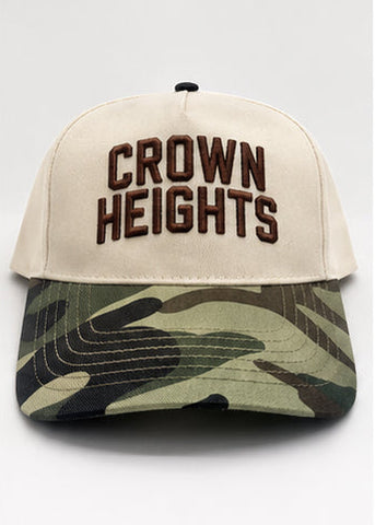 Natural and Camo Crown Heights Five Panel Hat