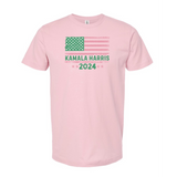 Pink and Green American Flag Kamala Harris 2024 Tee