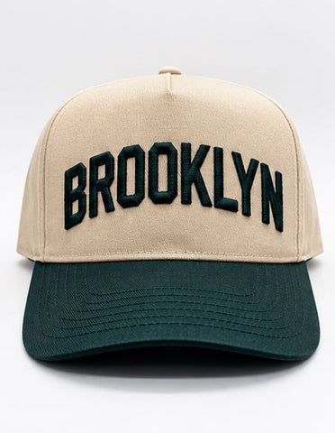 Natural and Green Brooklyn Five Panel Hat