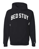 Black Bed Stuy Hoodie with White Reflective Letters