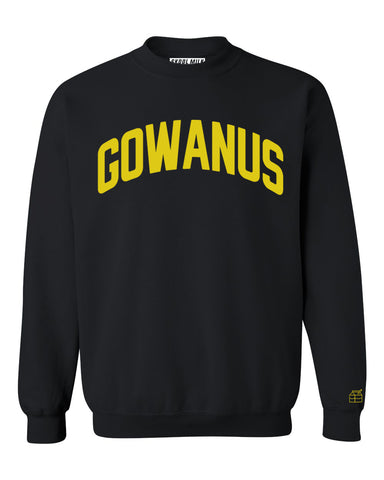 Black Gowanus Brooklyn Sweatshirt with Yellow Letters