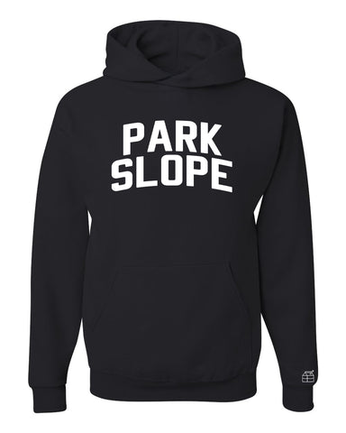 Black Park Slope Hoodie with White Reflective Letters