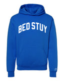 Blue Bed Stuy Hoodie with White Reflective Letters