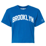 Blue Brooklyn Crop with White Reflective Letters