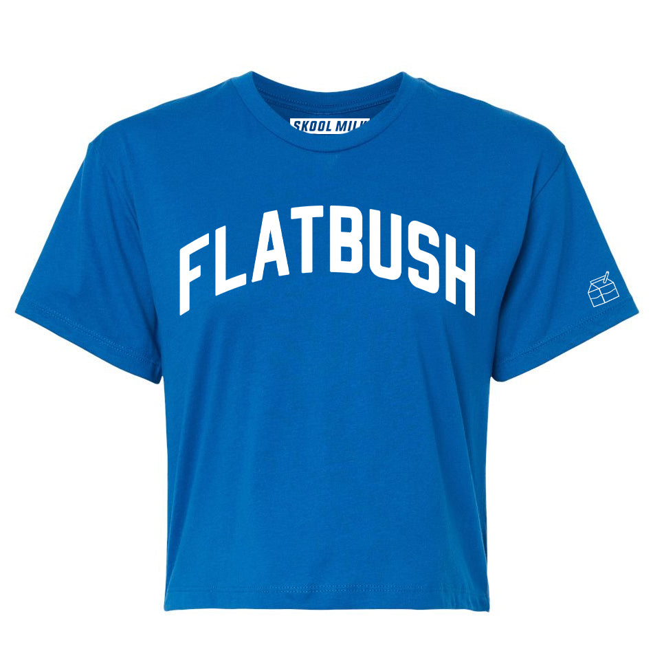 Blue Flatbush Crop with White Reflective Letters