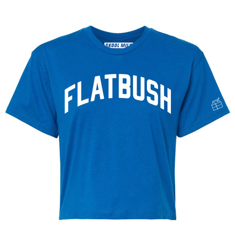 Blue Flatbush Crop with White Reflective Letters