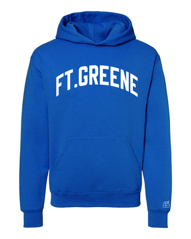 Blue Ft. Greene Hoodie with White Reflective Letters