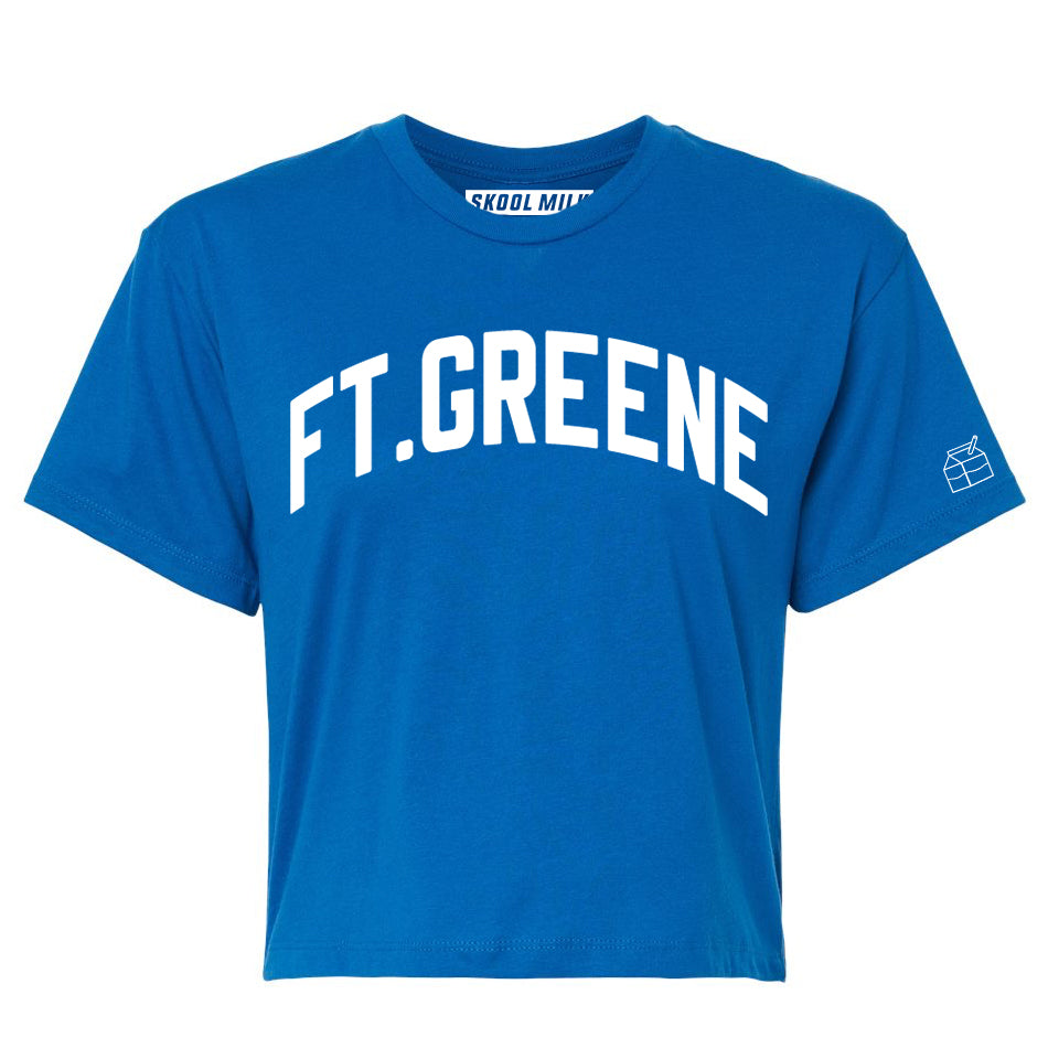 Blue Ft. Greene Crop with White Reflective Letters
