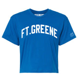 Blue Ft. Greene Crop with White Reflective Letters