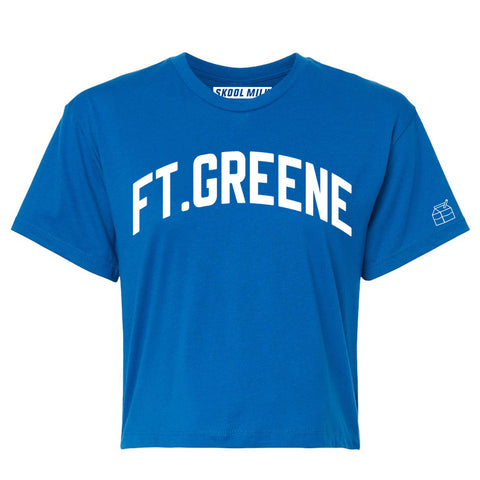 Blue Ft. Greene Crop with White Reflective Letters