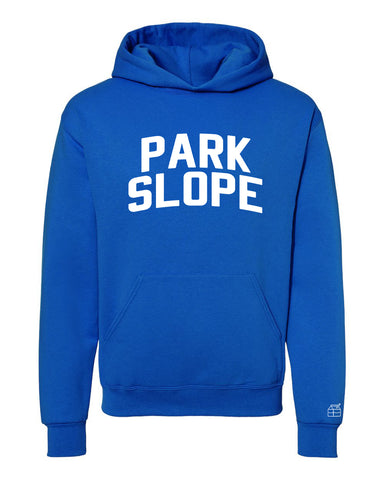 Blue Park Slope Hoodie with White Reflective Letters