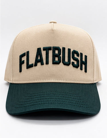 Natural and Green Flatbush Five Panel Hat