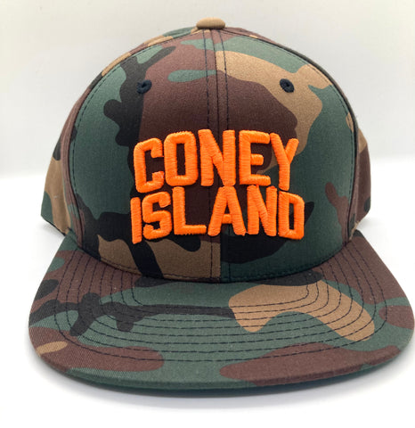 Camo and Orange Coney Island Hat