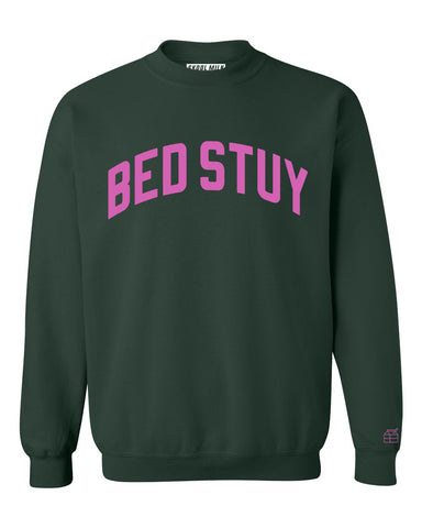 Green Bed-Stuy Sweatshirt with Pink Letters