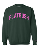 Green Flatbush Sweatshirt with Pink Letters