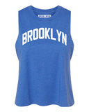 Heather Blue Brooklyn Racerback with White Reflective Letters