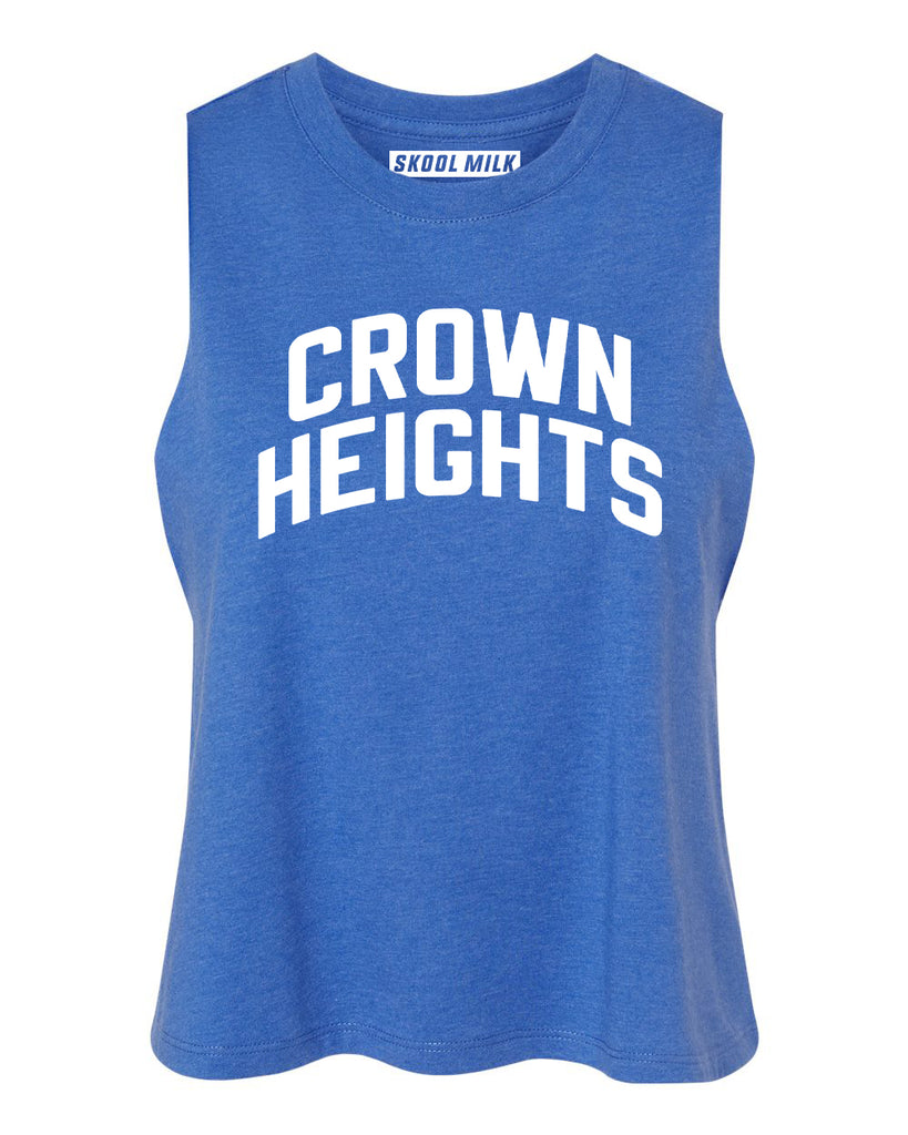 Heather Blue Crown Heights Racerback with White Reflective Letters