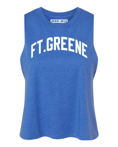 Heather Blue Ft. Greene Racerback with White Reflective Letters