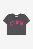 Heather Grey Bed Stuy Crop with Pink Letters