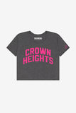 Heather Grey Crown Heights Crop with Pink Letters