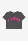 Heather Grey Flatbush Crop with Pink Letters