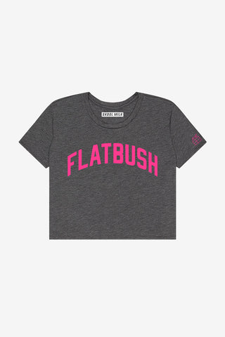 Heather Grey Flatbush Crop with Pink Letters