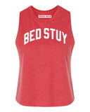 Heather Red Bed Stuy Racerback with White Reflective Letters