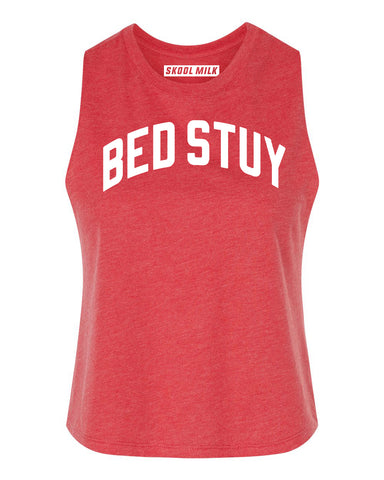 Heather Red Bed Stuy Racerback with White Reflective Letters