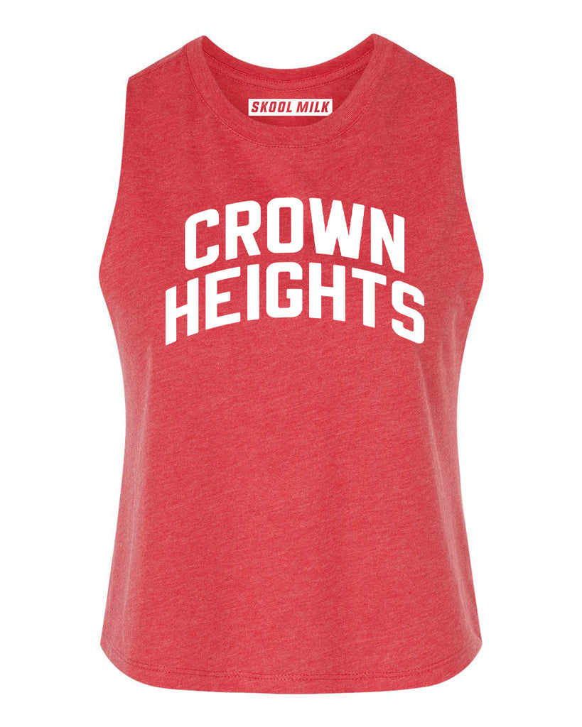 Heather Red Crown Heights Racerback with White Reflective Letters