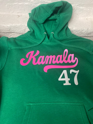 Kamala 47 Brooklyn Dodgers Inspired Pink and Green Hoodie