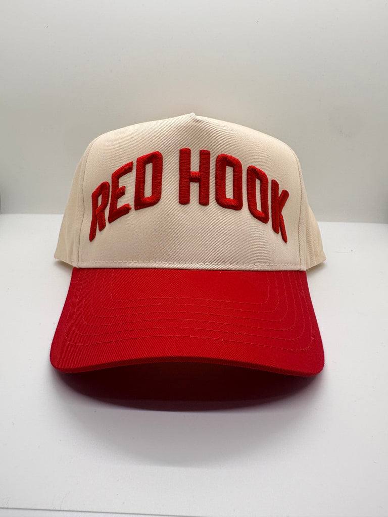Natural and Red Red Hook Five Panel Hat