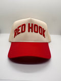 Natural and Red Red Hook Five Panel Hat